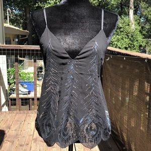 Express black sequin tank top